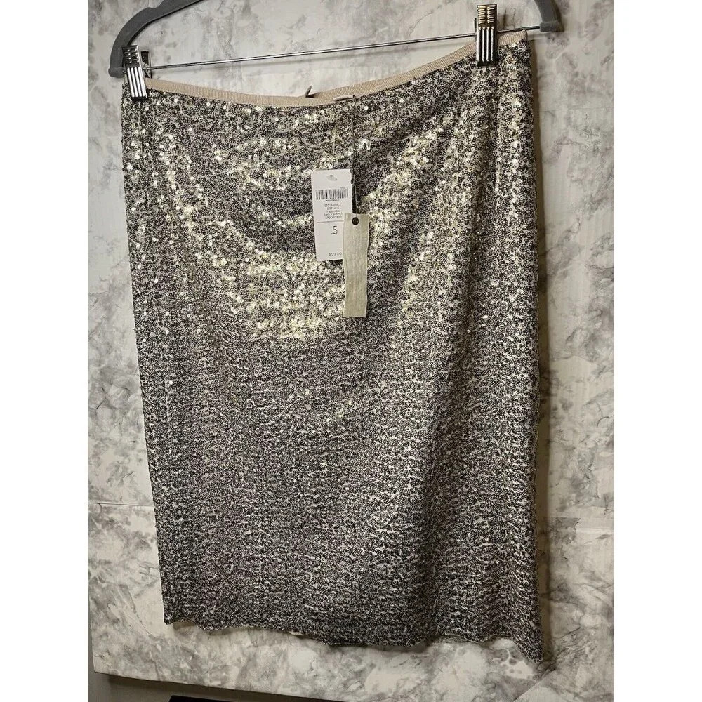 NWT Chico's Shimmering Silver Pencil Skirt
